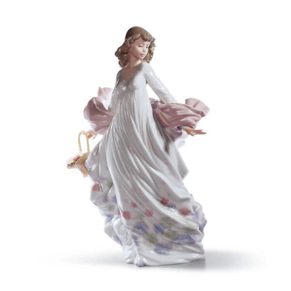 figurka porcelanowa kobieta koszem kwiatów Lladro