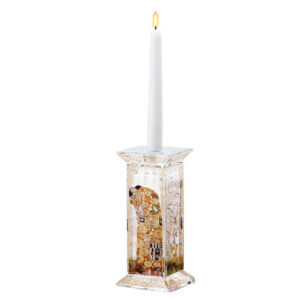 świecznik szklany wysoki na wąską świeczkę Spełnienie Gustav Klimt Goebel