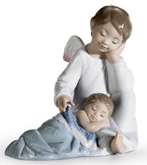 figurka porcelanowa anioł stróż z chłopcem Lladro