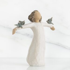 figurka ręcznie malowana willow tree dziewczynka z ptakami