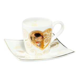 artystyczna filiżanka do kawy espresso porcelanowa z sercem Goebel Gustav Klimt Pocałunek