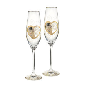 dwa kieliszki do szampana z sercem Goebel Gustav Klimt Pocałunek
