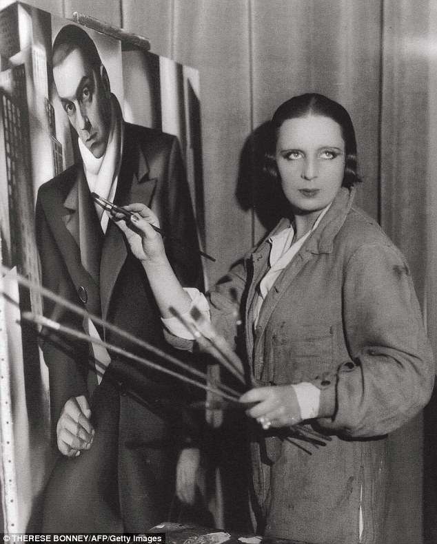 Tamara Łempicka malująca męża Tadeusza