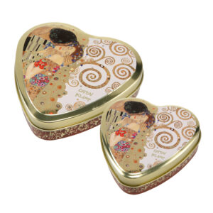 2 pojemniki metalowe w kształcie serca w 2 rozmiarach Goebel Gustav Klimt Pocałunek