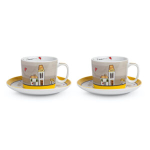 duże filiżanki do kawy i herbaty 2 sztuki żółto-szare marki Egan
