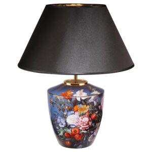 Letnie Kwiaty lampa 47,5 cm z czarnym abażurem Jan Davidsz de Heem Goebel