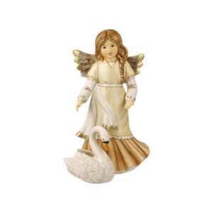 Kremowy aniołek z łabędziem 26 cm Goebel