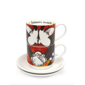 Filiżanki espresso Mickey i Minnie czerwone 2 sztuki 80 ml Egan Italy
