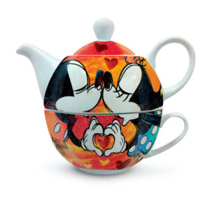 Dzbanek z filiżanką czerwony 350 ml Mickey i Minnie Egan Italy