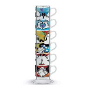 Zestaw 6 mini kubków 80 ml Mickey i Minnie na stojaku Egan Italy